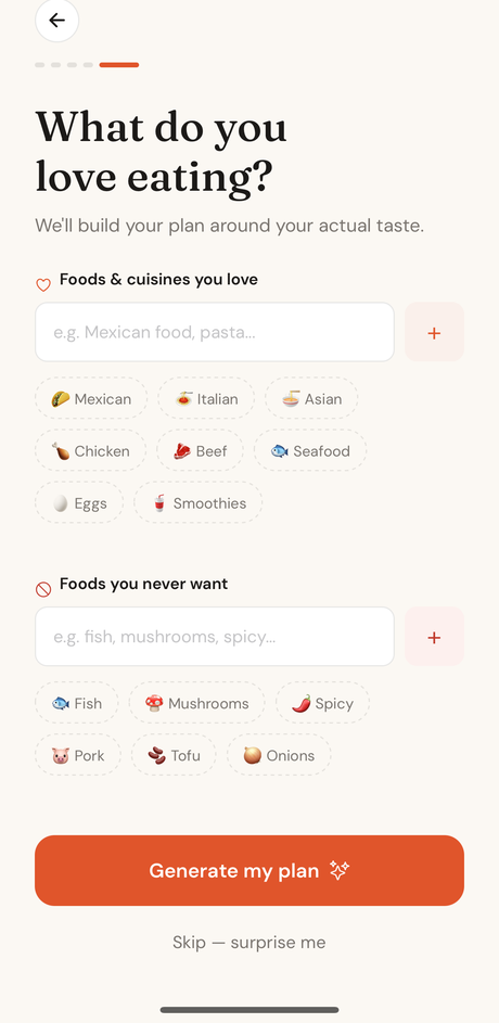 Choosing favorite foods in Volani